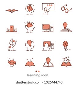 Set of Learning Intelligence Related Vector Line Icons.Thin line icons,flat vector illustration for web site or mobile app