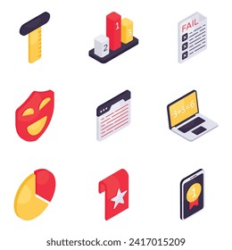 Set of Learning and Knowledge Isometric Icons 

