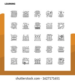 Set of Learning Line Icon set 25 Icons. Vector Minimalism Style Design Black Icons Set. Linear pictogram pack.
