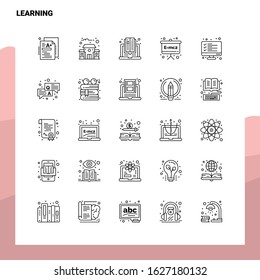 Set of Learning Line Icon set 25 Icons. Vector Minimalism Style Design Black Icons Set. Linear pictogram pack.