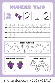 Set of learning numbers flashcards for preschool kids from 1 to 10. Activity worksheets with many exercises. Learn to count with fruits and vegetables. A4 size papers. 