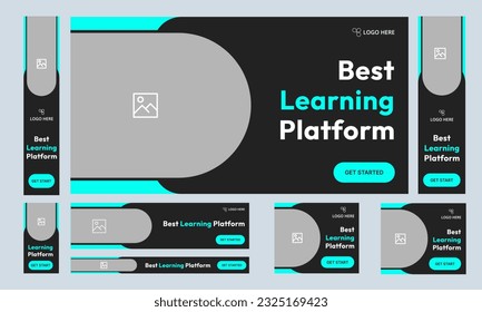 Set of learning platform web banner template design for social media posts, fully editable vector eps 10 file format banner design