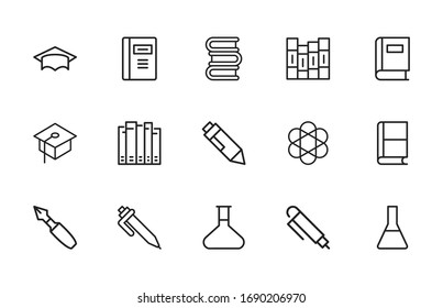 Set of learning related vector line icons. Premium linear symbols pack. Vector illustration isolated on a white background. Web symbols for web sites and mobile app. Trendy design. 