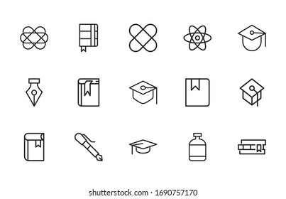 Set of learning related vector line icons. Premium linear symbols pack. Vector illustration isolated on a white background. Web symbols for web sites and mobile app. Trendy design. 