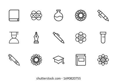 Set of learning related vector line icons. Premium linear symbols pack. Vector illustration isolated on a white background. Web symbols for web sites and mobile app. Trendy design. 