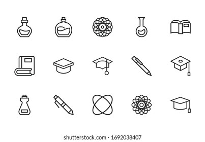 Set of learning related vector line icons. Premium linear symbols pack. Vector illustration isolated on a white background. Web symbols for web sites and mobile app. Trendy design. 