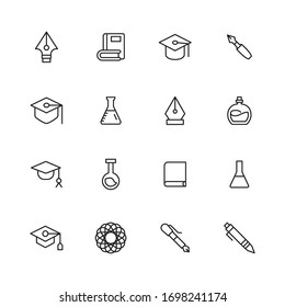 Set of learning related vector line icons. Premium linear symbols pack. Vector illustration isolated on a white background. Web symbols for web sites and mobile app. Trendy design. 