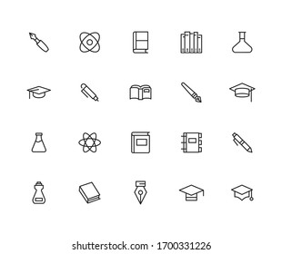 Set of learning related vector line icons. Premium linear symbols pack. Vector illustration isolated on a white background. Web symbols for web sites and mobile app. Trendy design. 