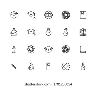 Set of learning related vector line icons. Premium linear symbols pack. Vector illustration isolated on a white background. Web symbols for web sites and mobile app. Trendy design. 