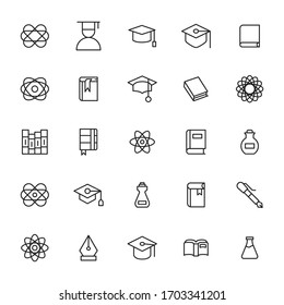 Set of learning related vector line icons. Premium linear symbols pack. Vector illustration isolated on a white background. Web symbols for web sites and mobile app. Trendy design. 