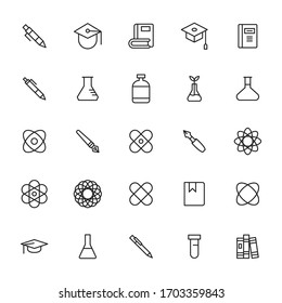 Set of learning related vector line icons. Premium linear symbols pack. Vector illustration isolated on a white background. Web symbols for web sites and mobile app. Trendy design. 