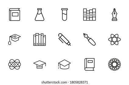 Set of learning related vector line icons. Premium linear symbols pack. Vector illustration isolated on a white background. Web symbols for web sites and mobile app. Trendy design.