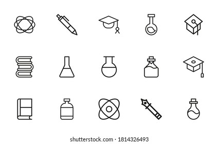 Set of learning related vector line icons. Premium linear symbols pack. Vector illustration isolated on a white background. Web symbols for web sites and mobile app. Trendy design.