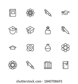 Set of learning related vector line icons. Premium linear symbols pack. Vector illustration isolated on a white background. Web symbols for web sites and mobile app. Trendy design.