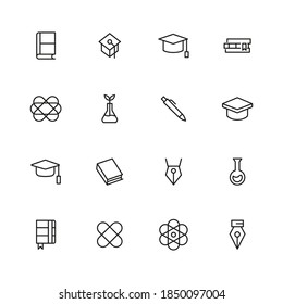 Set of learning related vector line icons. Premium linear symbols pack. Vector illustration isolated on a white background. Web symbols for web sites and mobile app. Trendy design.