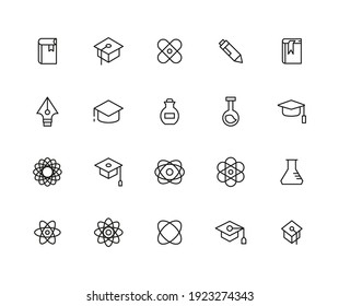 Set of learning related vector line icons. Premium linear symbols pack. Vector illustration isolated on a white background. Web symbols for web sites and mobile app. Trendy design.