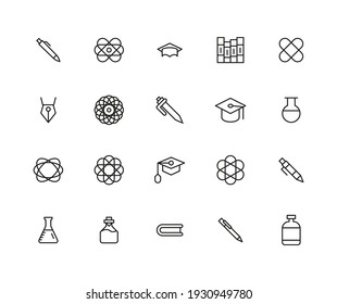 Set of learning related vector line icons. Premium linear symbols pack. Vector illustration isolated on a white background. Web symbols for web sites and mobile app. Trendy design.