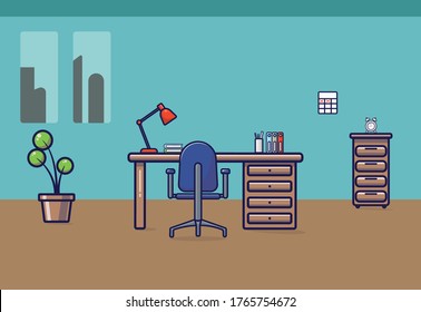Set Up Learning Room . This is a Set Up Learning Room vector Illustrations . all of this object or assets is separated and ready to editable.