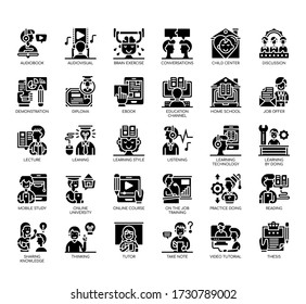 Set of learning thin line and pixel perfect icons for any web and app project. 