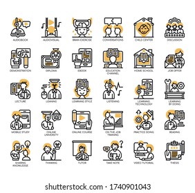 Set of learning thin line and pixel perfect icons for any web and app project. 