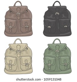 Set of leather backpacks