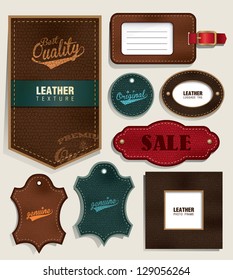 Set of leather labels and tags