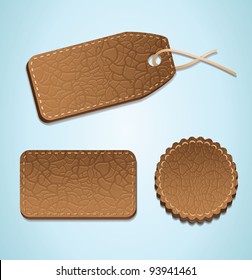 set of leather labels - vector illustration