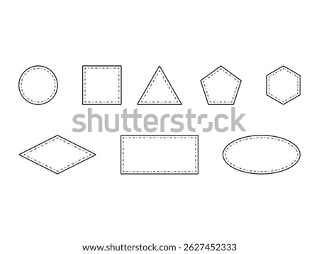 set of leather patches frame badge symbol icon design vector isolated transparent background