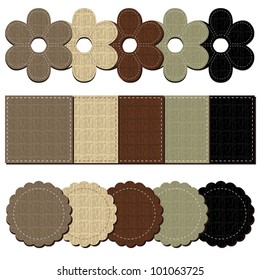 set with leather scrapbook objects