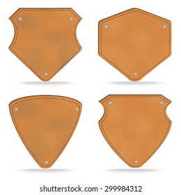 Set of leather tag labels on white ,Vector illustration