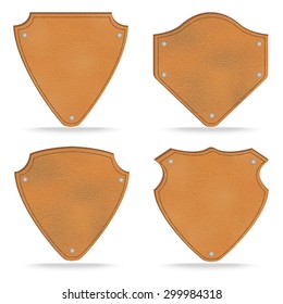 Set of leather tag labels on white ,Vector illustration