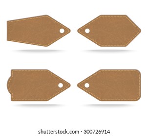 Set of leather tag on white  background ,Vector illustration