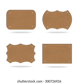 Set of leather tag on white background ,Vector illustration