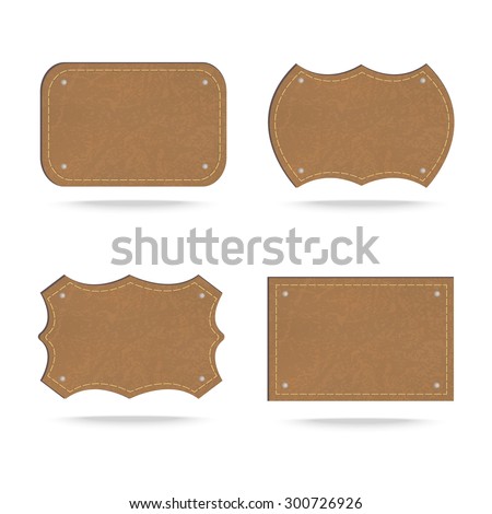 Set of leather tag on white background ,Vector illustration