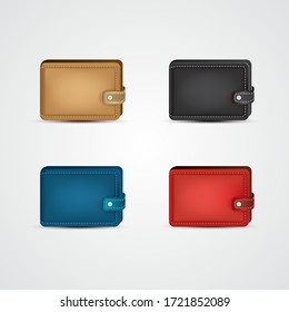 Set leather wallet realistic with. Vector illustration EPS 10.
