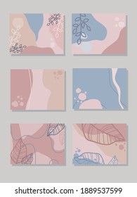 conjunto de hojas y tarjetas abstractas, fondo, vector plano, diseño de ilustración. 