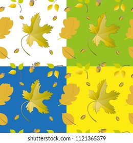 Set of leaves and acorns