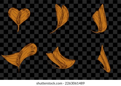 Blätter auf Braun oder Orange. Einzige Vektorgrafik.