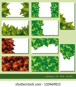 set of leaves business cards or tags