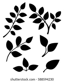 Set of leaves design elements. Vector illustration