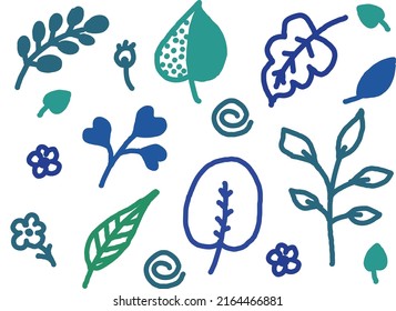 A set of leaves of different sizes and colors. Vector file.