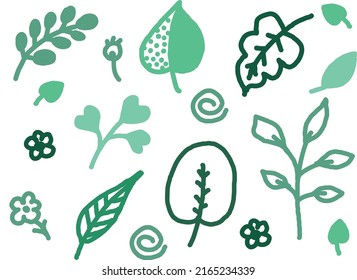 A set of leaves of different sizes and colors. Vector file.