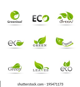 Set Leaves Eco icon vector