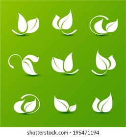 Set Leaves Eco icon vector