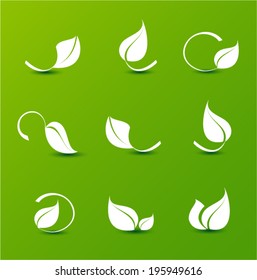 Set Leaves Eco icon vector