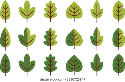 set of leaves green leaf nature art illustration vector sticker icon symbol graphic design environment plant cute simple