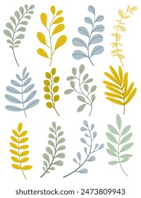 Set of leaves. Hand drawn decorative elements.