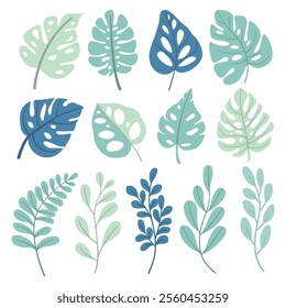 Set of leaves. Hand drawn leaves shape.  