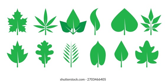 Conjunto de hojas icono de Ilustración vectorial