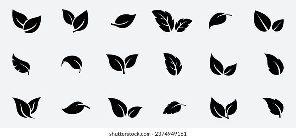 Establecer deja el vector de icono aislado en el fondo blanco. Diversas formas de árboles y plantas.Eps 10
